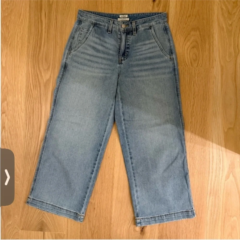 LLBEAN sz 8P wide leg crop jeans - Picture 4 of 7